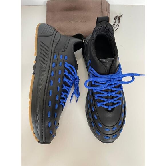 Bottega Veneta Mens Leather Black/Blue Sneakers 8.5 US 578305 1014 NIB $950 main image 11